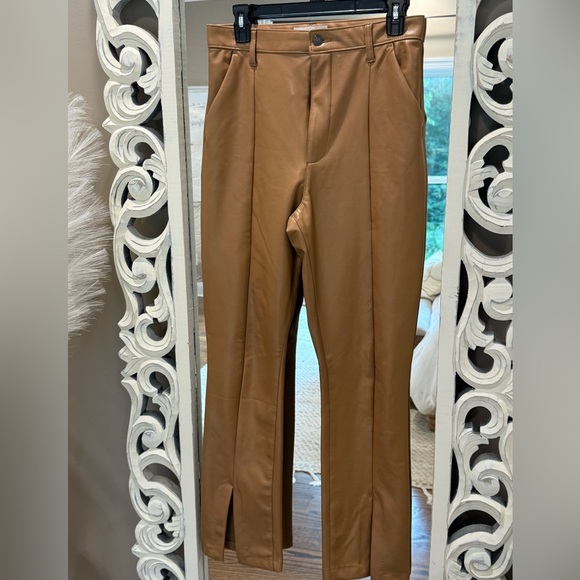 Women’s ABERCROMBIE & FITCH Ultra High Rise Faux Leather Pants Split Hem- Sz 10 - Picture 4 of 11